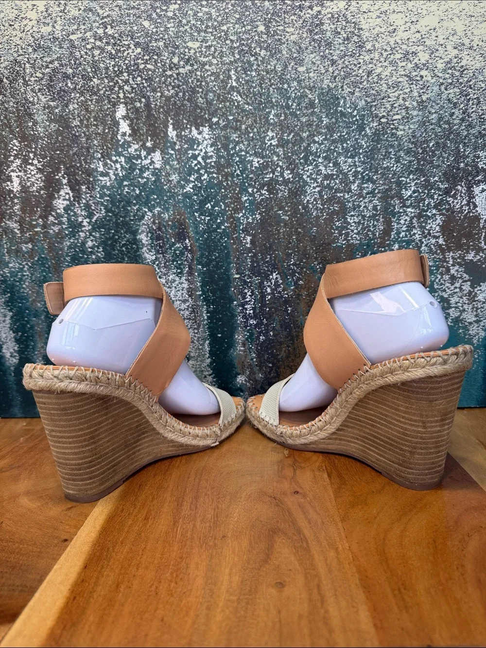 Dolce Vita 2010’s Coastal‎ Boho Tan/Cream Espadrille Wedges Size 10 (VGUC)